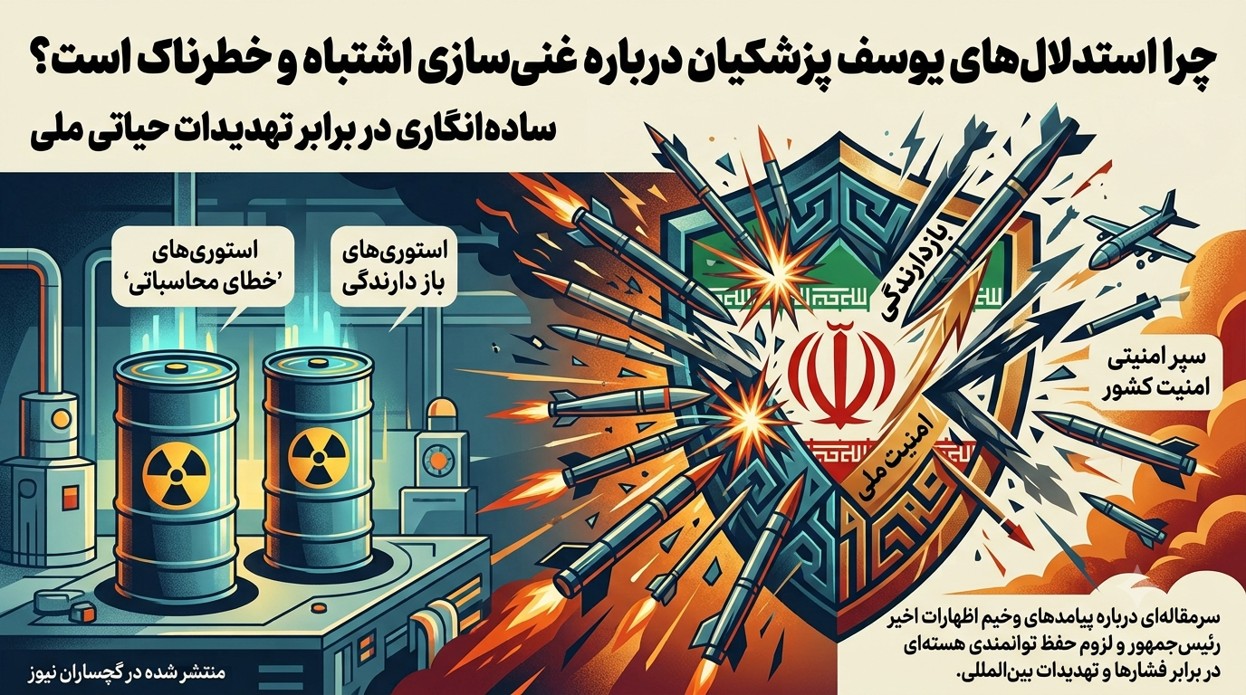 چرا استدلالهای یوسف پزشکیان درباره غنیسازی، ناقص، خطرناک و خلاف منافع ملی است؟ چرا استدلالهای یوسف پزشکیان درباره غنیسازی، ناقص، خطرناک و خلاف منافع ملی است؟